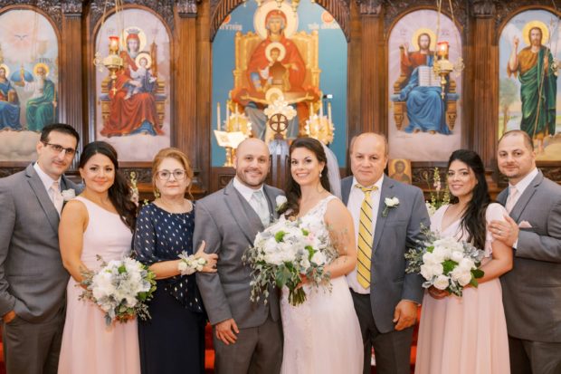 Business partner, Ria Peranzo (sister), Despo Georgiou (mother), Jennifer and Michael, Panos Georgiou (father), Marianne Georgiou (sister in-law), and George Georgiou (brother) 