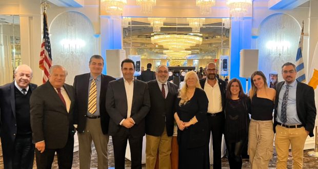 The VIP/Board Members of the GCNY. From left: Andy Comodromos, Philip Christopher, John Papatheropontas (Board Member) Kyriacos Papastylianou (FCAO President) Consul General of Cyprus Michalis Firillas, Despina Axiotakis (president of Greek Cypriots of NJ) Board Members:  Minas Antoniou, Georgia Constantinou, Rena Christie, Stelios Kyprianou