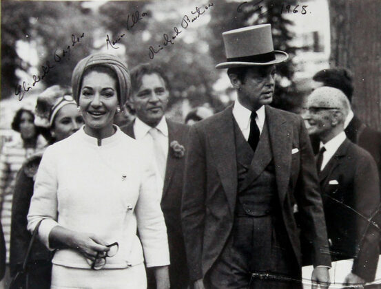 Maria Callas followed by Elizabeth Taylor and Richard Burton, 1968