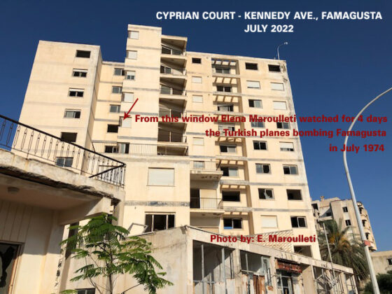 The building (Cyprian Court) where Elena and her family were hiding during the Turkish invasion; PHOTO: ELENA MAROULLETI